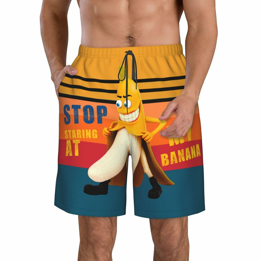 SolAzul Men's Swimming Trunks Funny Beach Board Shorts Quick Dry Large