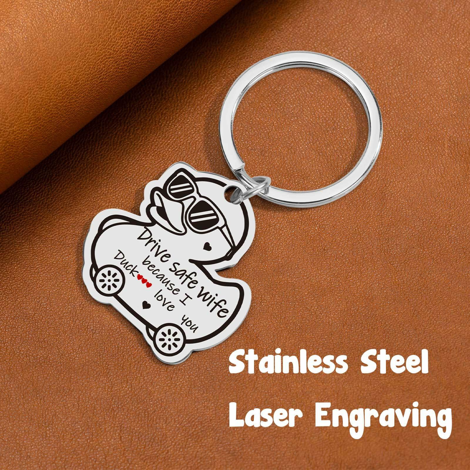 XgiftCreat Valentines Keychain Gifts for Wife - Drive Safe Wife I Love You,