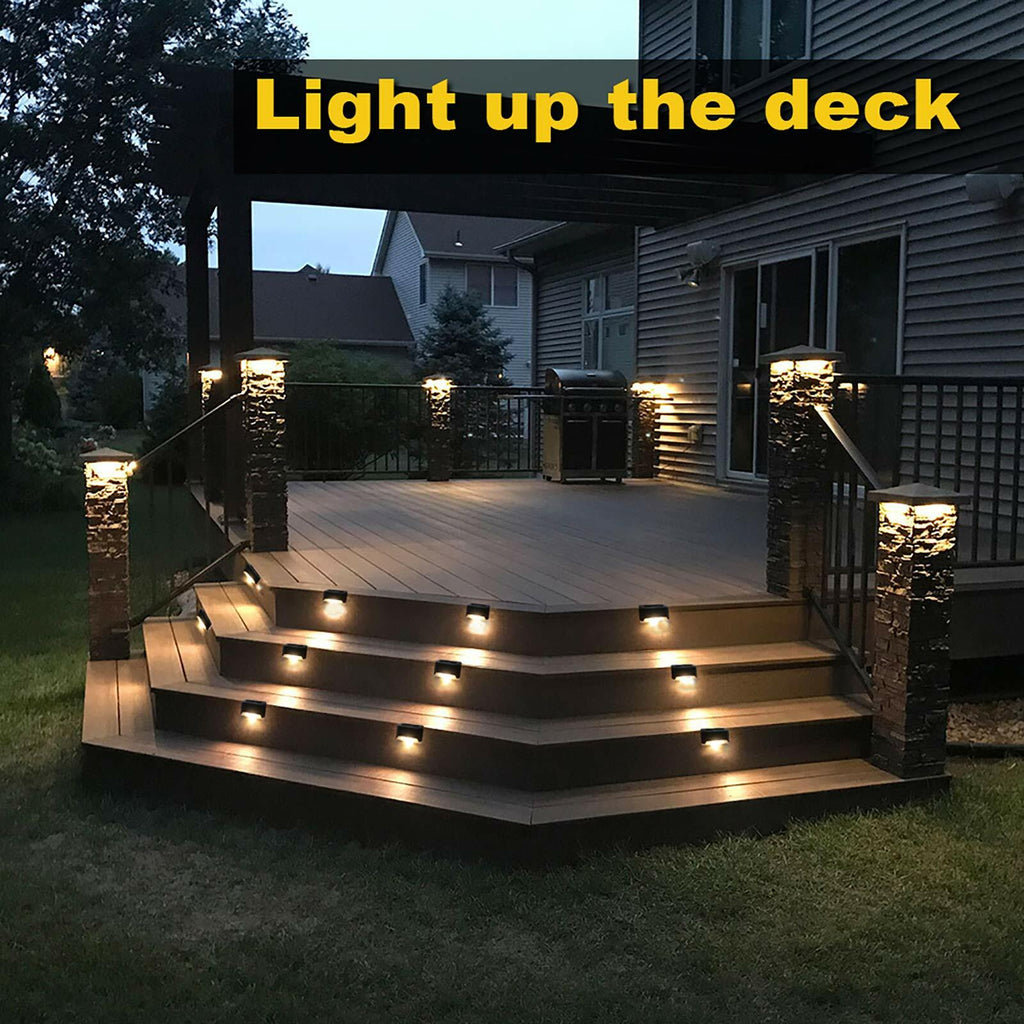 Phereu Solar Deck Lights 16 Pack LED Waterproof Outdoor Warm White Brown
