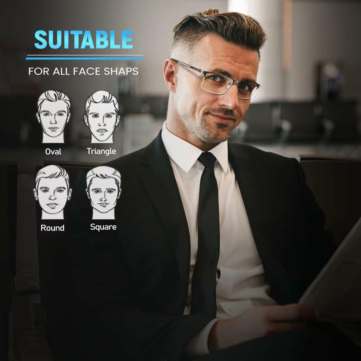 ORANZI 5-Pack Blue Light Blocking Reading Glasses, Half Metal Frame, 1.00