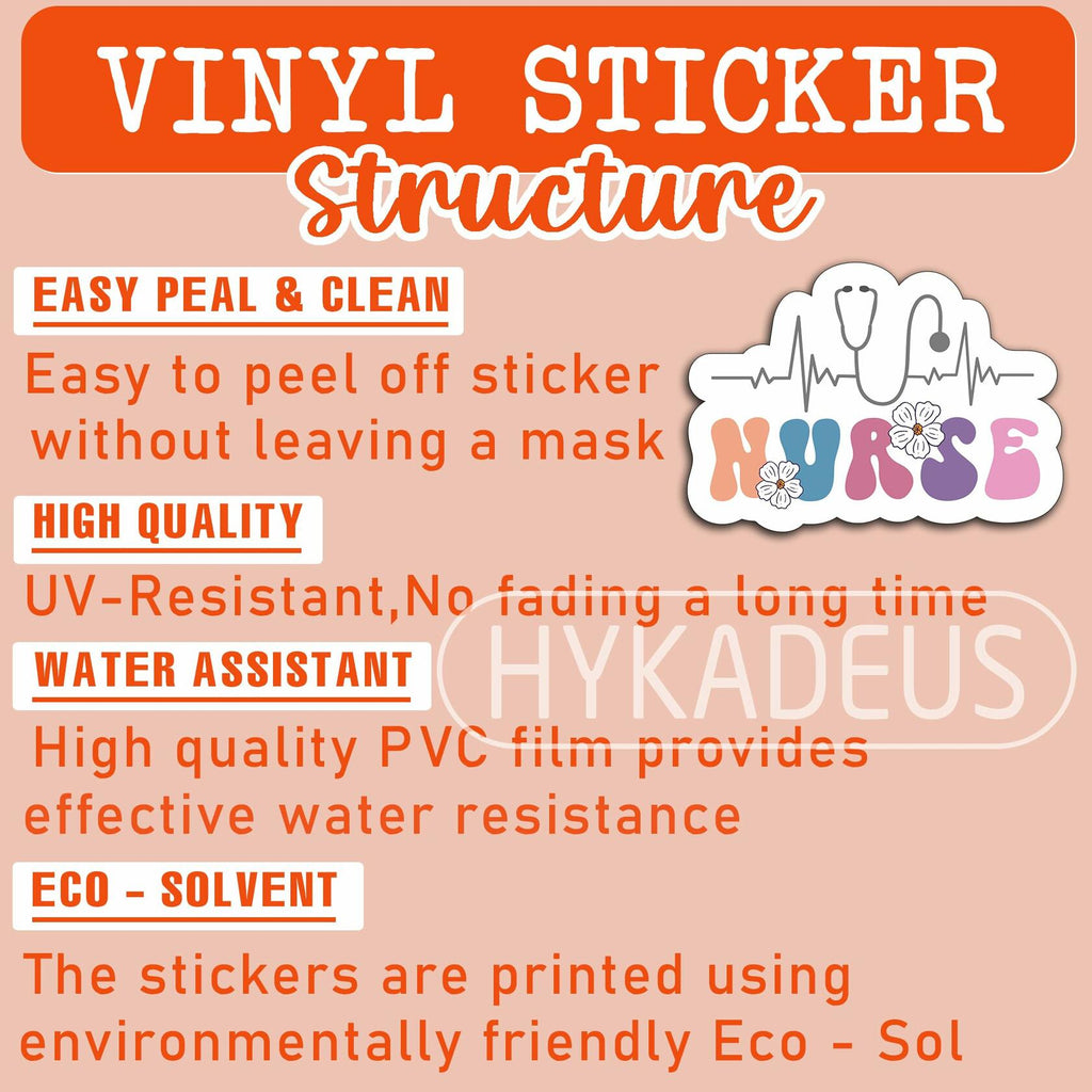 3Pcs Nurse Stickers Nursing Is a Work of Heart Waterproof Vinyl Decals