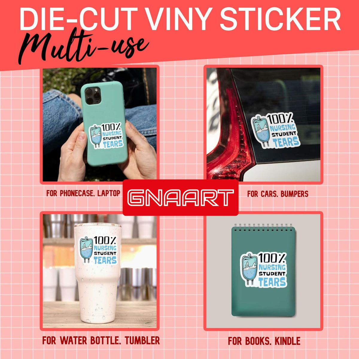 3Pcs Nursing Student Stickers Nurse Medical Vinyl Waterproof Decals 2in