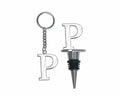 Lutong Letter Gift Set Key Ring Bottle Stopper Silver 2pc