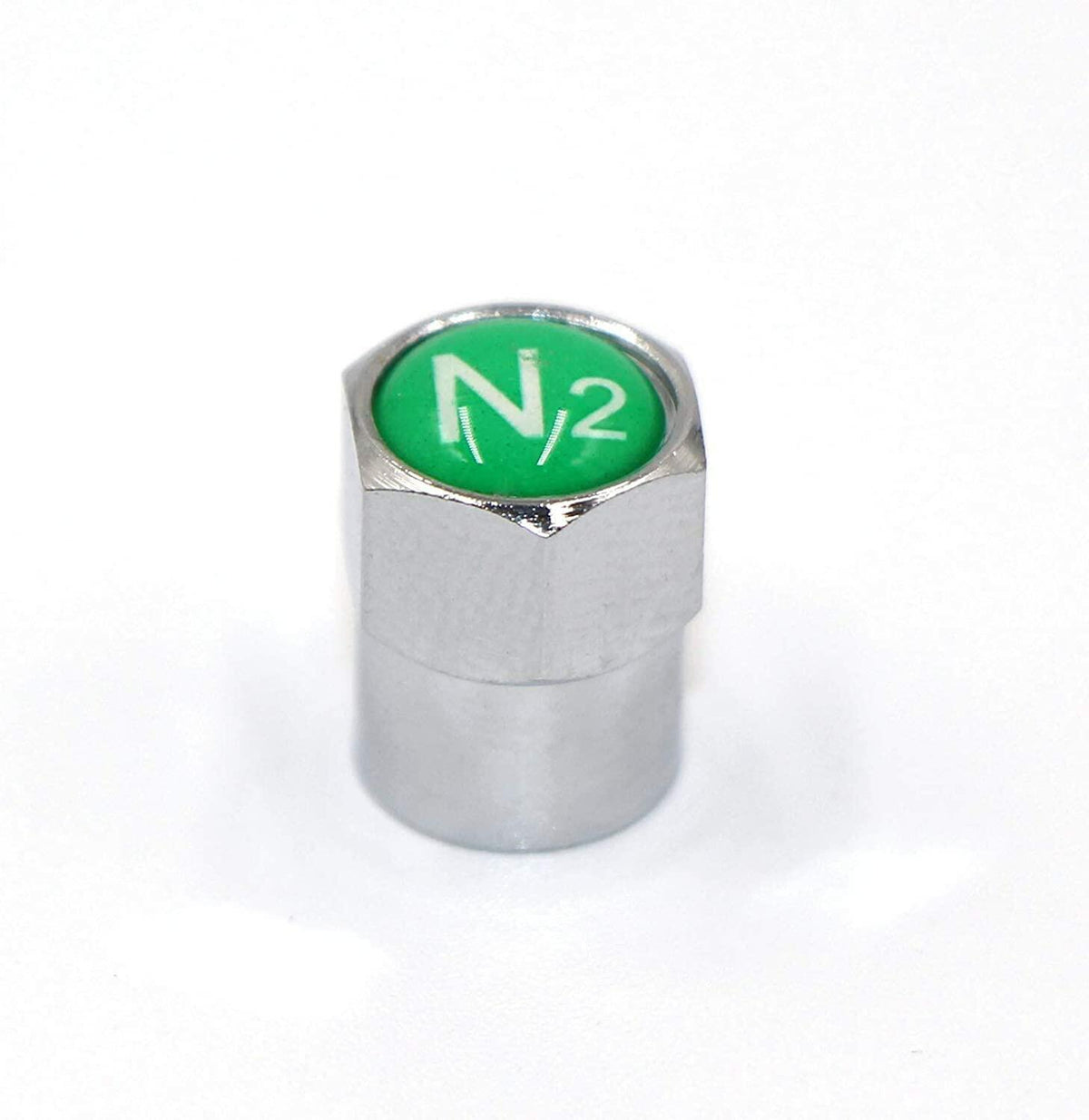 ACCRETION Chrome Brass Valve Stem Caps N2 Nitrogen Logo 4 pcs Red/Silver