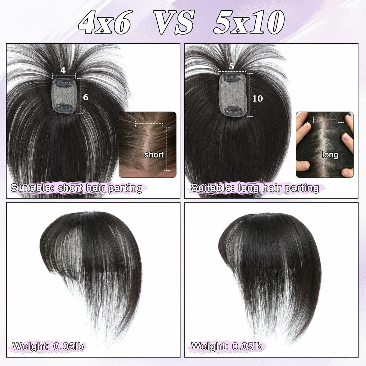 BUPPLER 360° 3D Hair Topper with Bangs for Thinning Hair 5x10 Brown Black