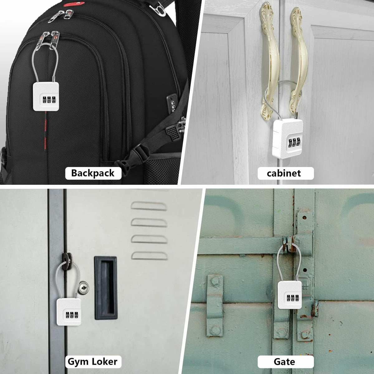 Coipdfty 3-Digit Combination Lock with Flexible Steel Cable Waterproof Black 1