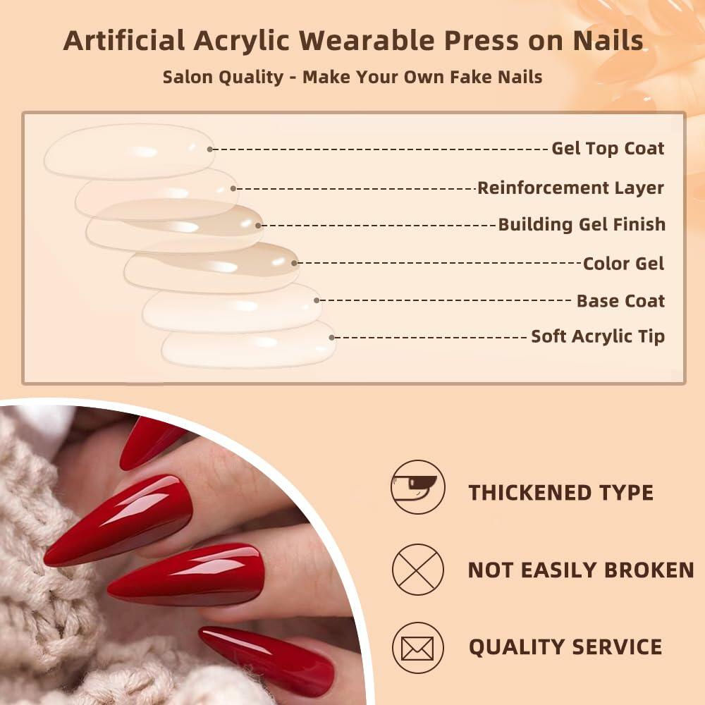 YEFIUO Press On Nails 24 Pcs Short Almond French Blue & White Rhinestones