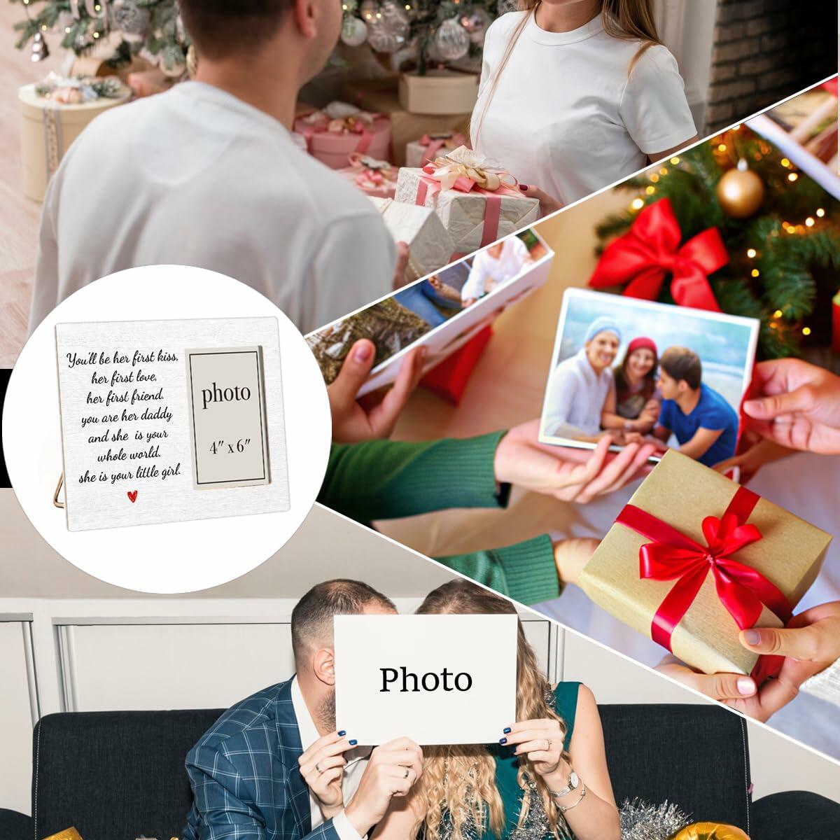 QZJ New Dad Wood Picture Frame Girl Dad Gifts 4x6 Inch Multicolour