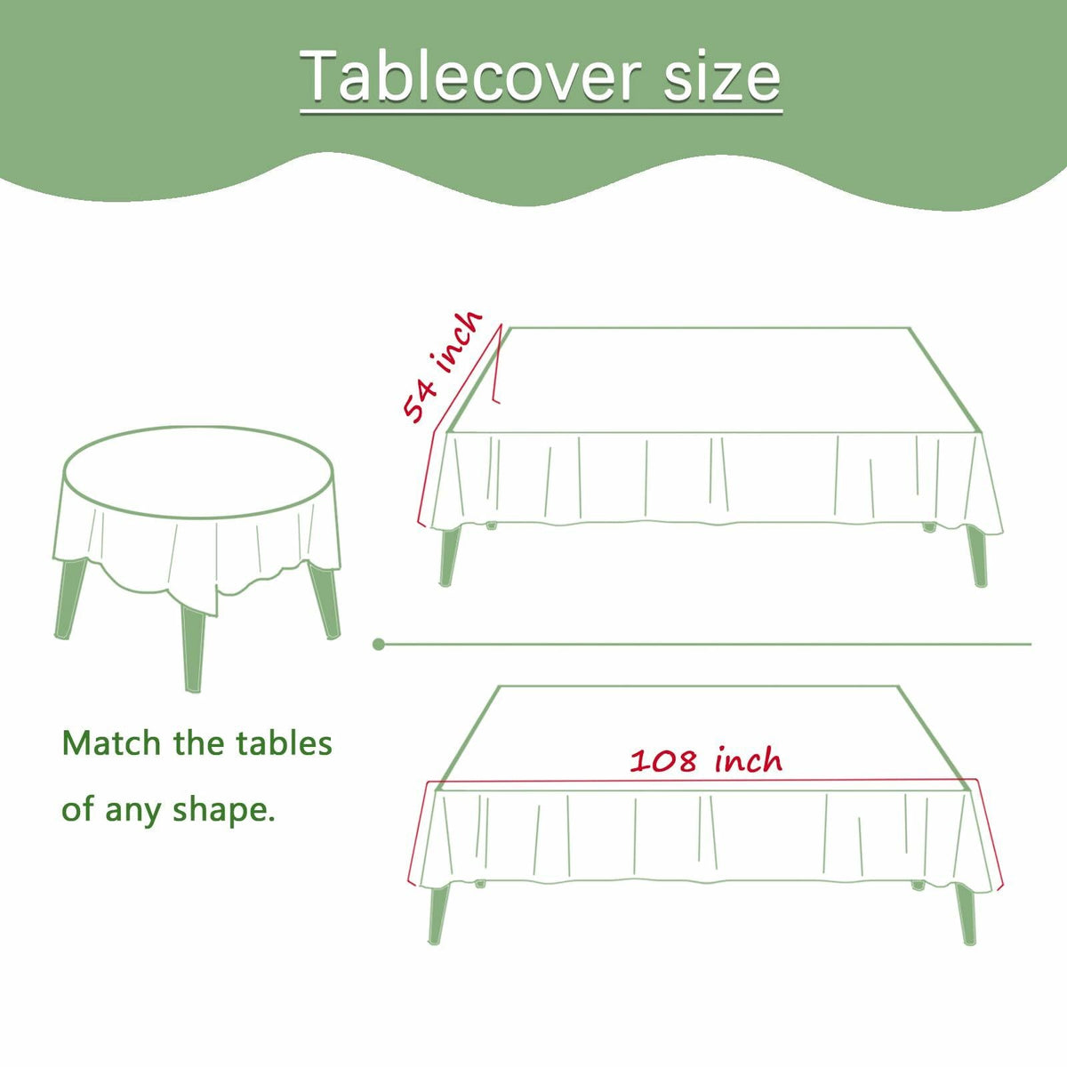 YOLCAR Disposable Tablecloths 108x54in PEVA White 2 Pack Classic Style