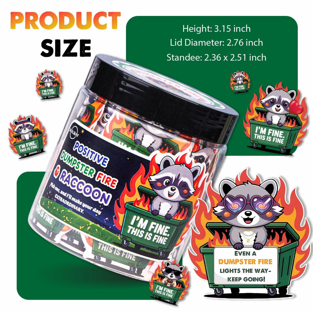 SOLMAY Funny Raccoon Dumpster Fire Affirmation Jar 60 Sarcastic Notes (OPEN BOX)
