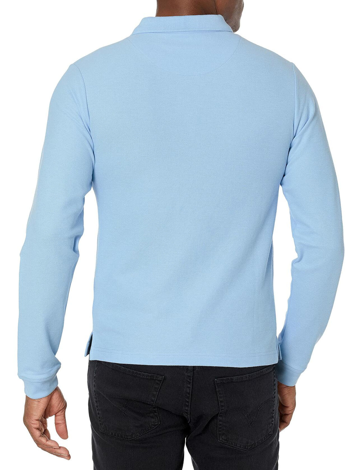 IZOD Mens Long Sleeve Pique Polo Shirt Light Blue Size 38-39 US