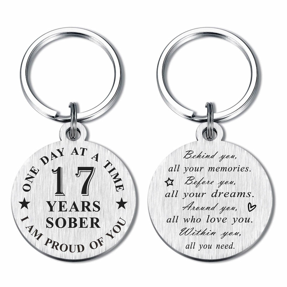 Alotozo 17 Year Sobriety Keychain AA Recovery Gift Men Women