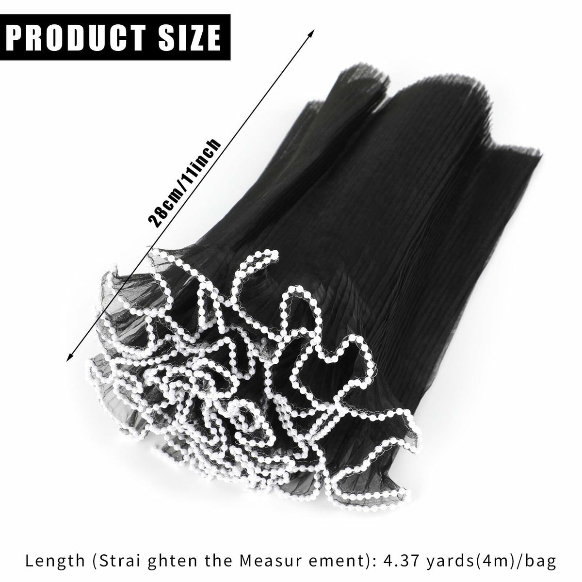 CCINEE 4.37 Yards Black Pearl Wrinkled Flower Wrapping Mesh Paper Wedding