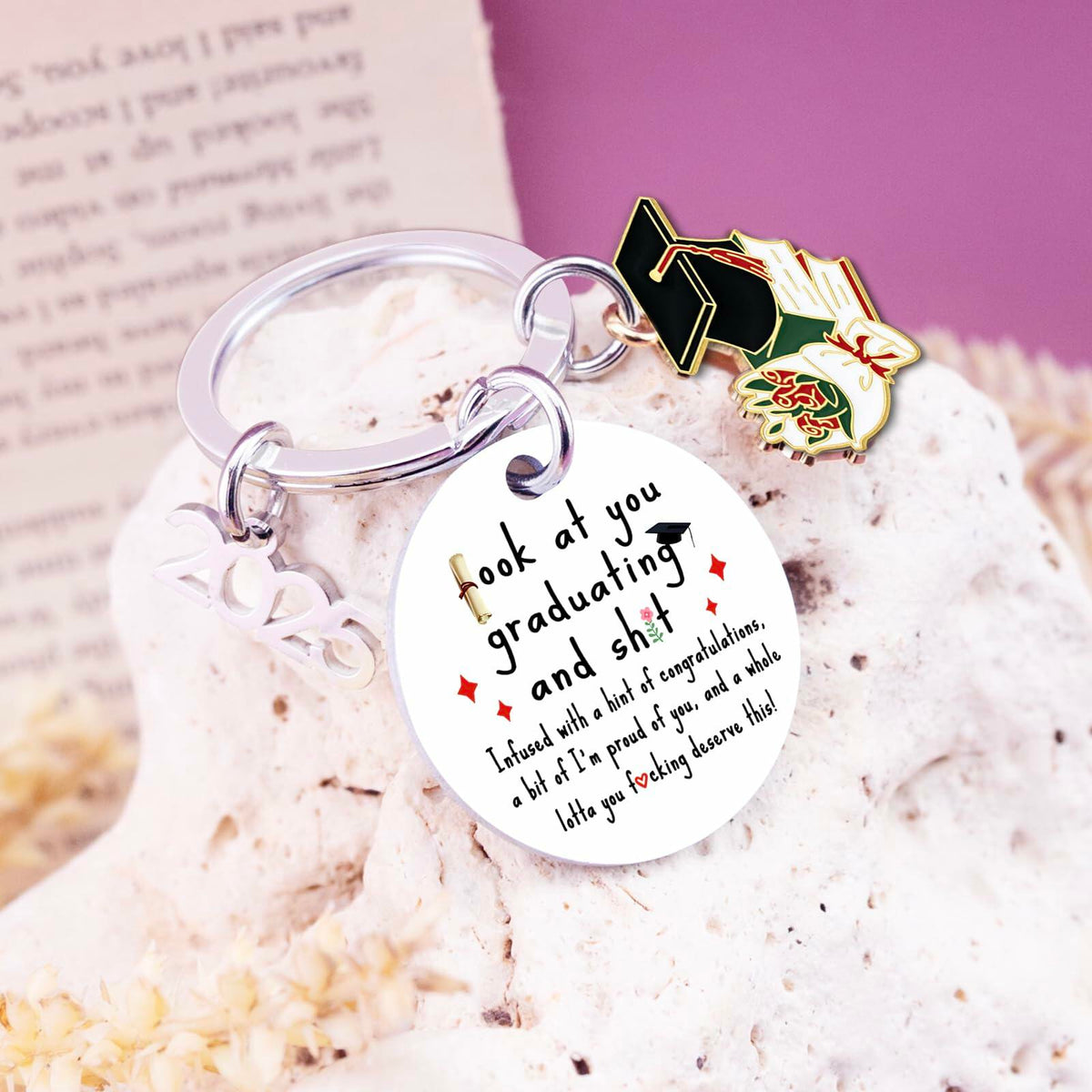 QUIHUD Graduation Gifts Class of 2025 College Masters Metal White