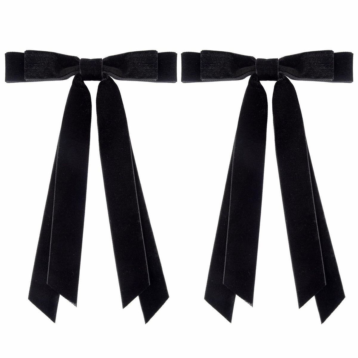 Aileam 2PCS Black Velvet Hair Bows Ribbon Clips Metal Ponytail Holder