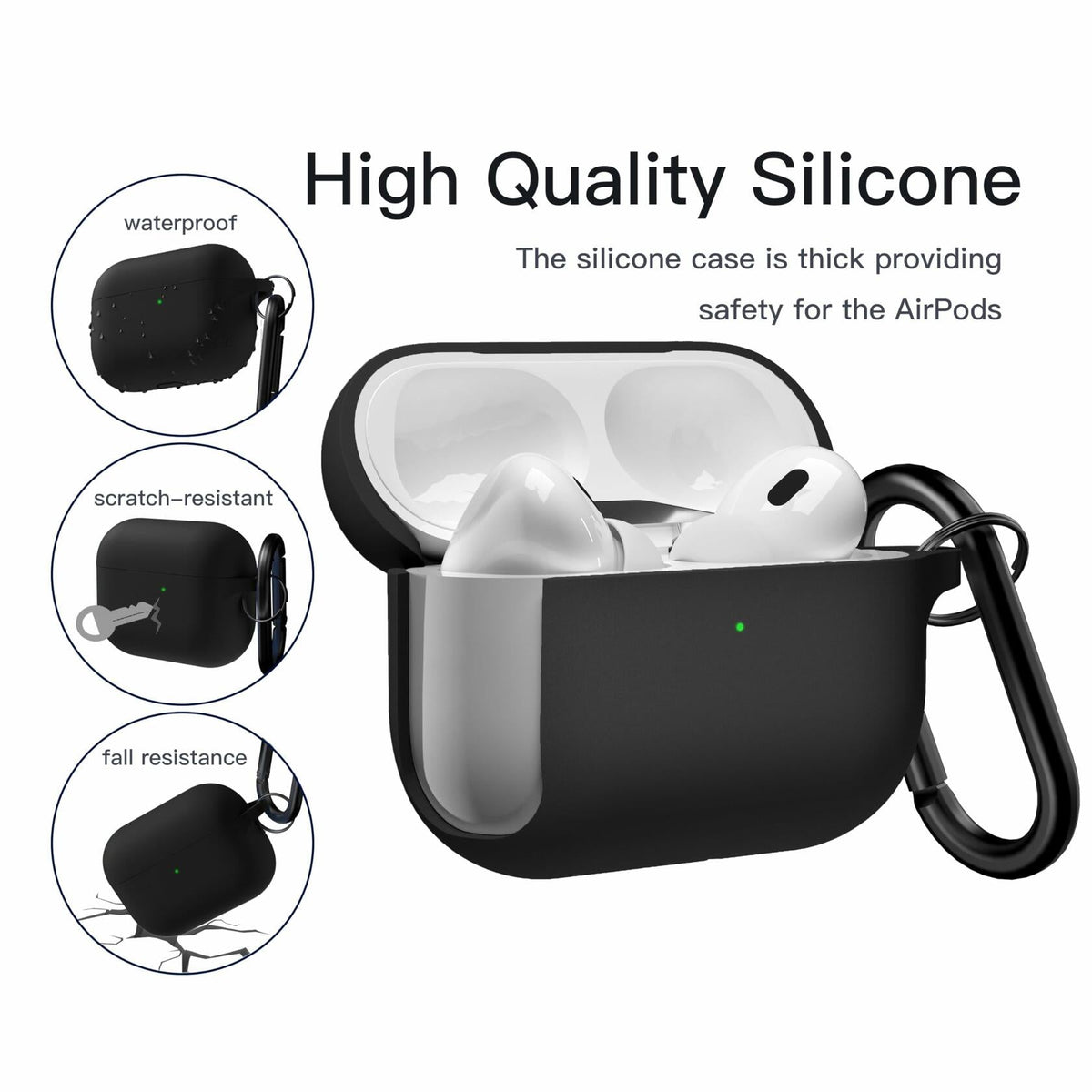 Brujula Silicone Case for AirPods Pro 3rd Gen 2025 Black Protective Cover