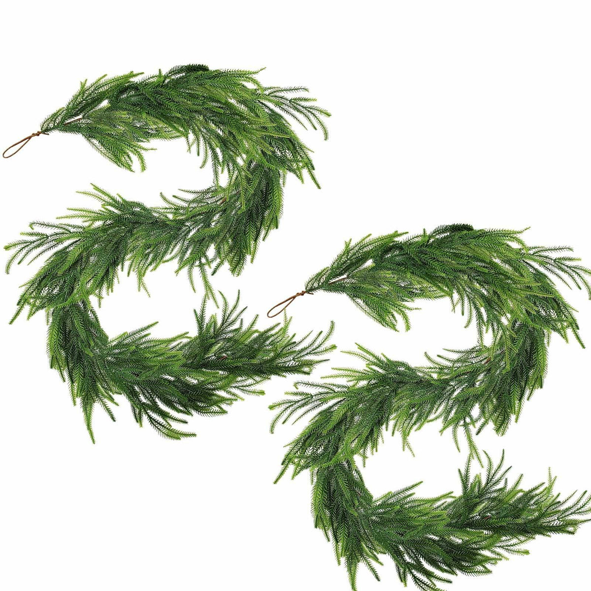 Belle Fleur 2 Pcs Real Touch Norfolk Pine Garland 6FT Green Artificial