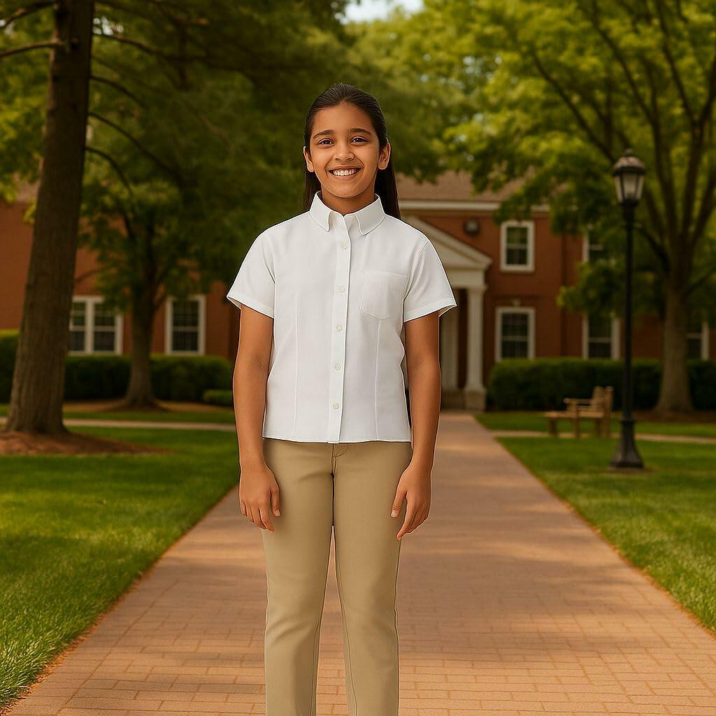 French Toast Girls Short Sleeve Button Down Oxford White Size 4