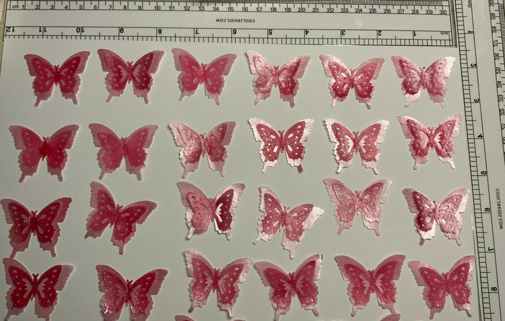 Unbranded x24 3D Double Shad Edible Wafer Butterflies for Cake Cupcakes