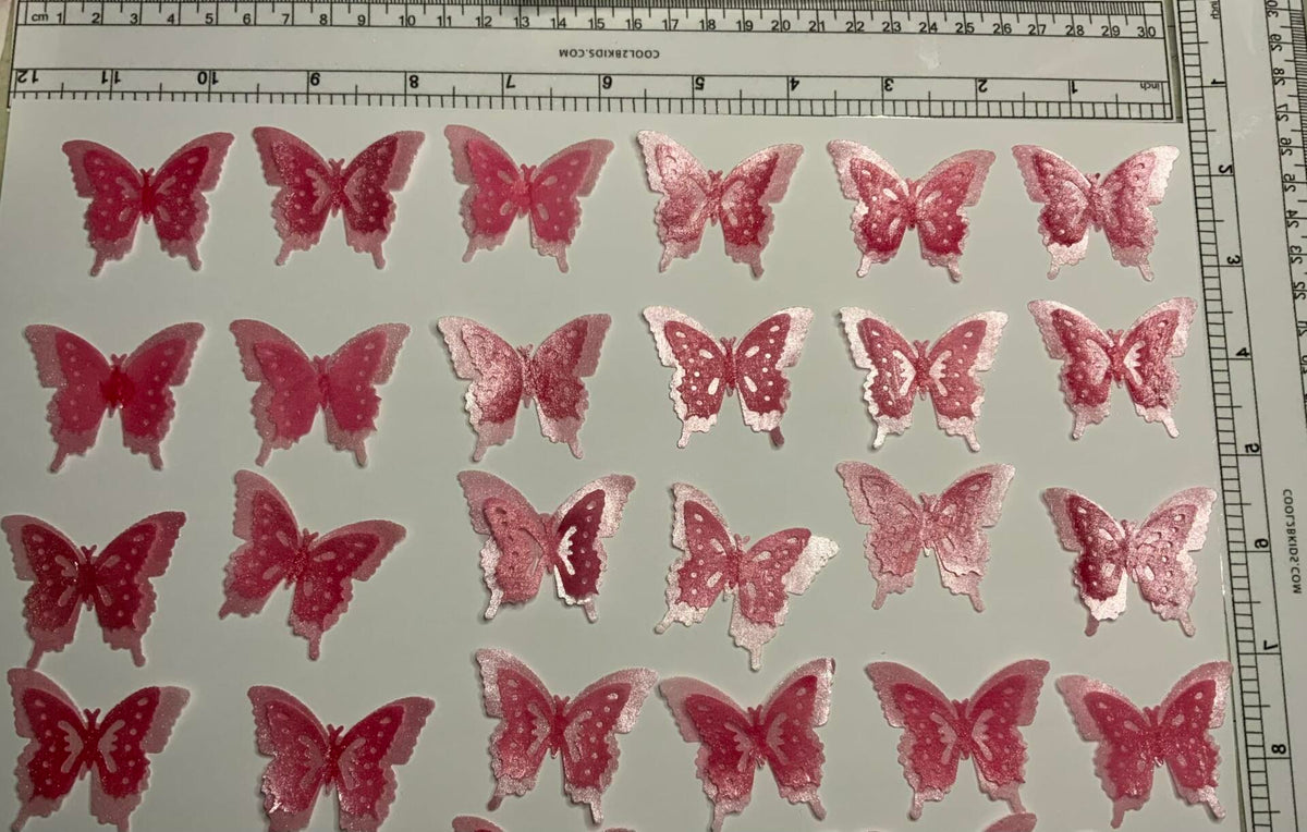 Unbranded x24 3D Double Shad Edible Wafer Butterflies for Cake Cupcakes