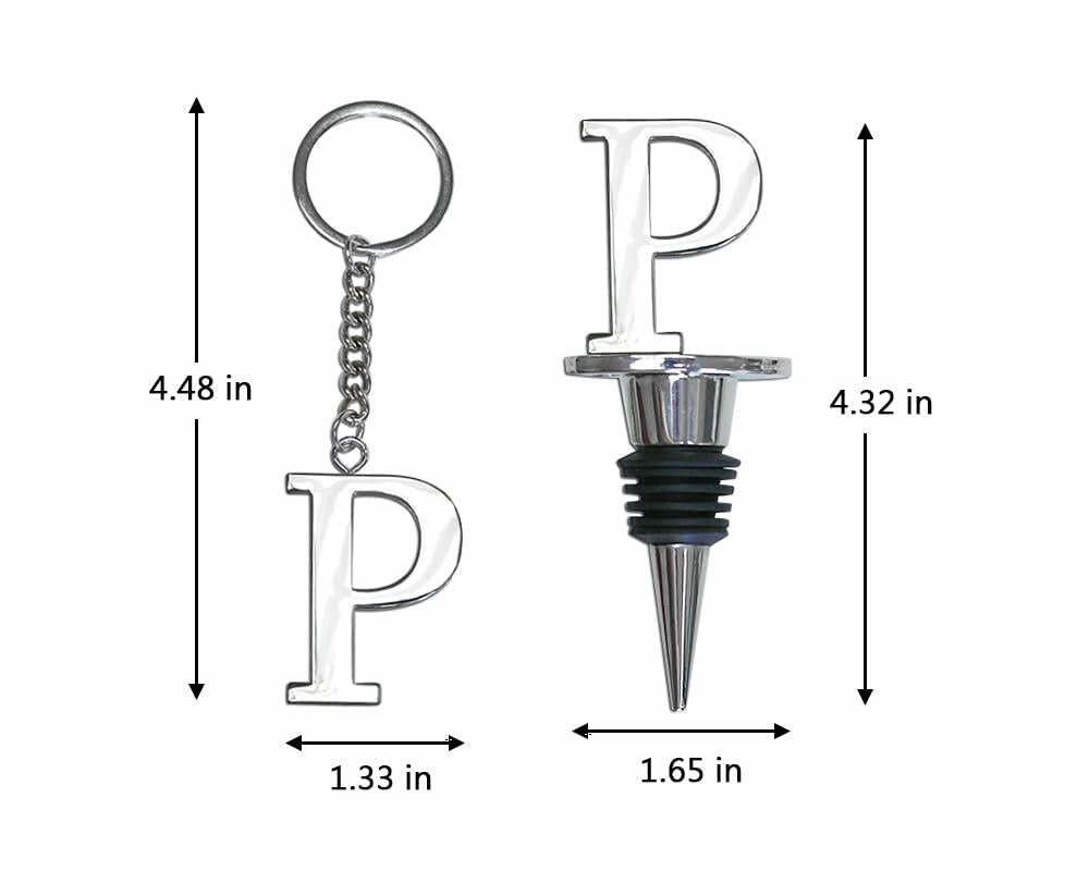 Lutong Letter Gift Set Key Ring Bottle Stopper 2 PCS Silver S