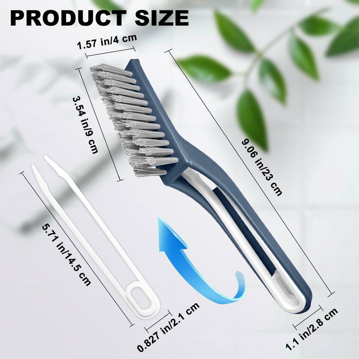 COIYINGJAUNEI Hard Bristle Stiff Cleaning Brush 2 pcs Blue White ABS