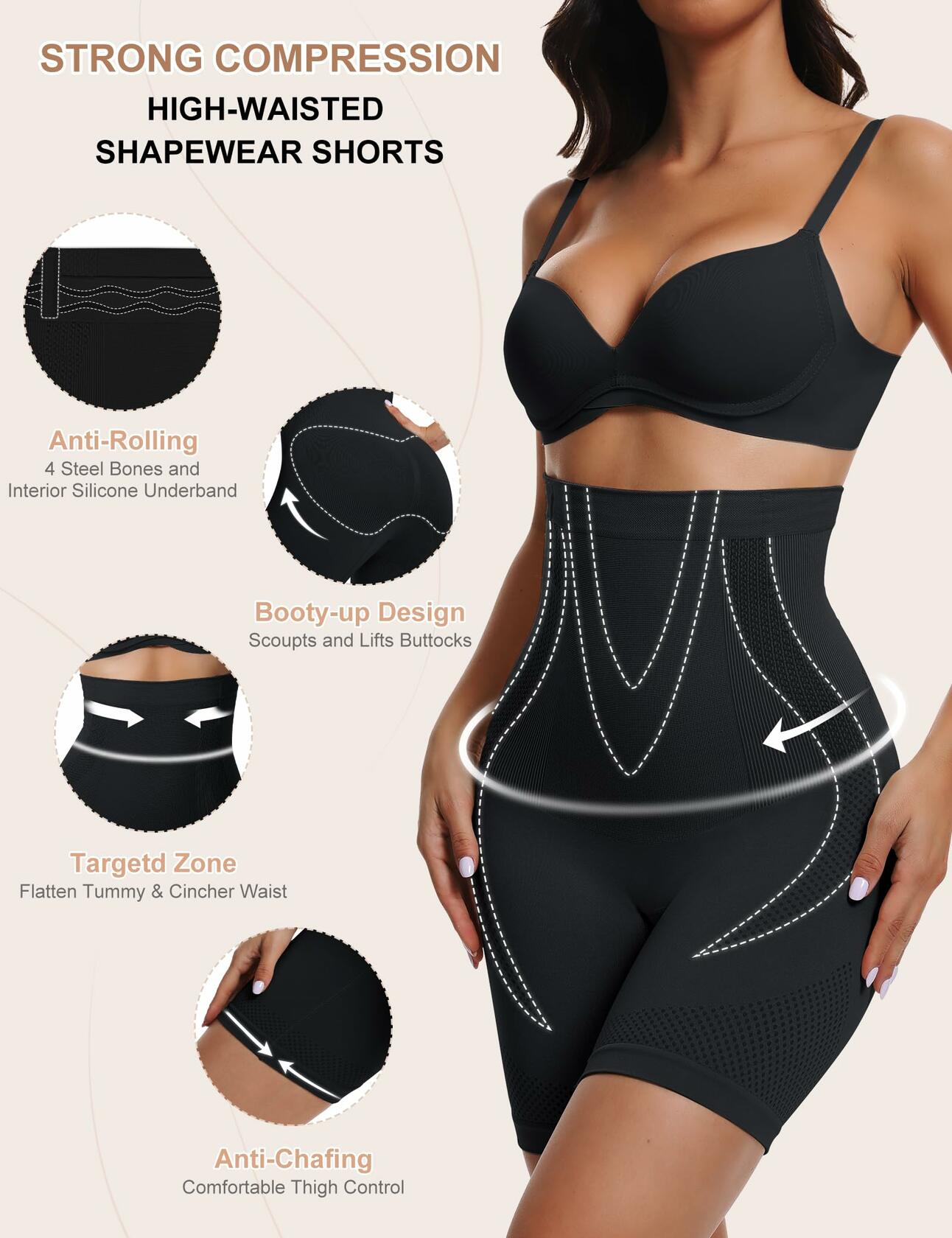 Sarin Mathews Women’s Tummy Control Shapewear Shorts Black XL-XXL Size XL-XXL