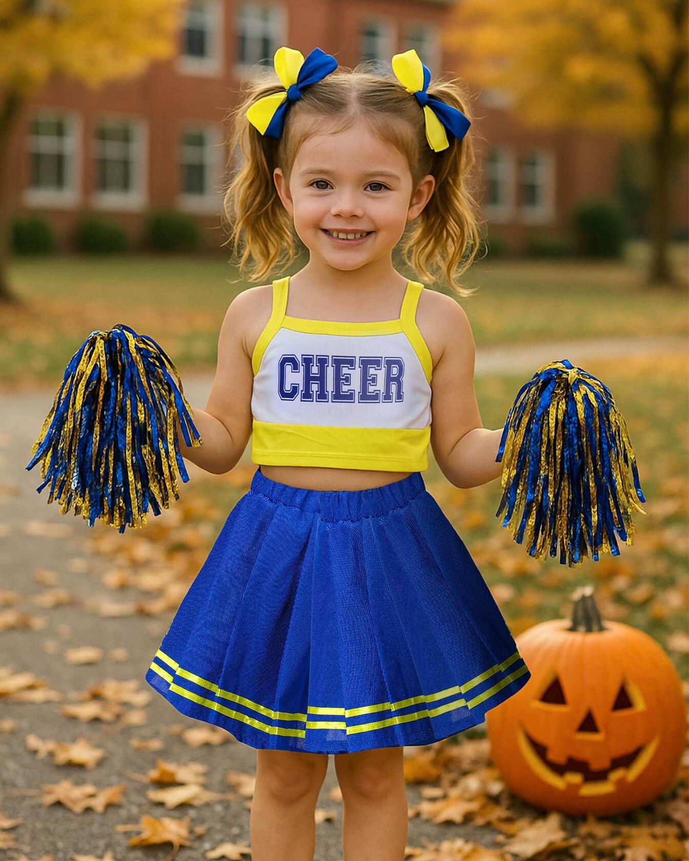 JenPen Cheerleader Dress Crop Top Skirt Bow Hair Rope Halloween Costume Size S