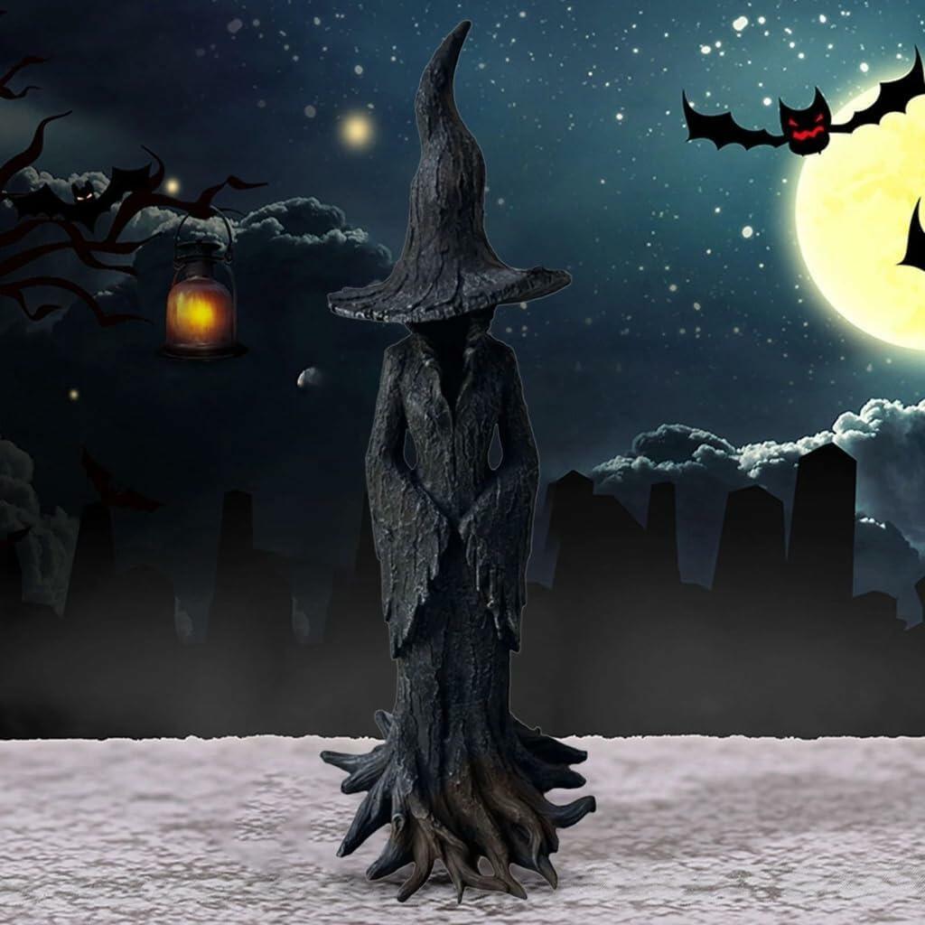 ZENNITHON Witch Statue Resin Black Halloween Collectible Spooky Display