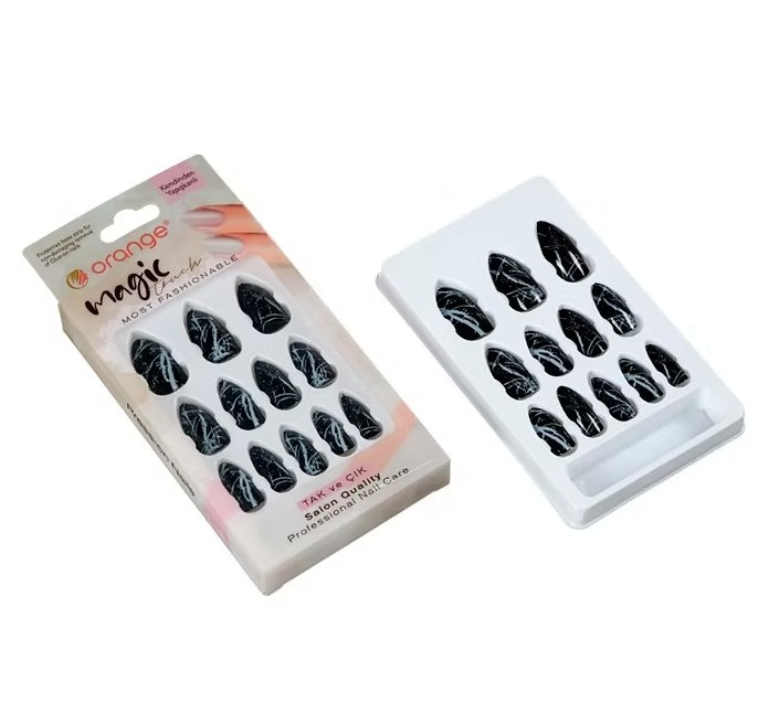 Orange Press-On Nails Code 031 for Easy Wear & Go