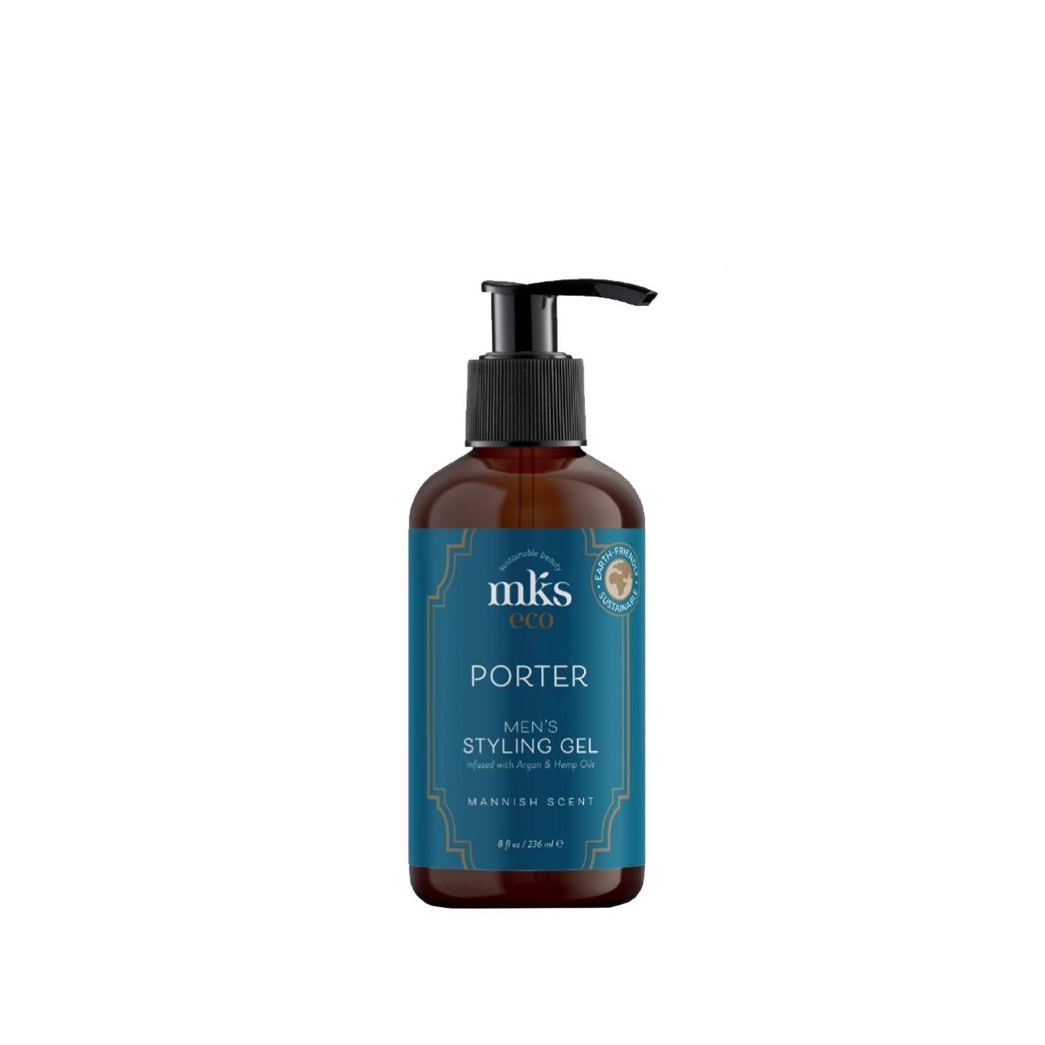 MKS Eco Porter Men's Styling Gel - 236ml, Eco-Friendly Hair Styling & Holding Properties