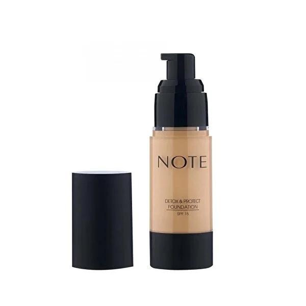 Note Detox & Protect Foundation Makeup - 03 Medium Beige, Antioxidant & Skin Protecting, Natural Satin Finish, Medium Coverage