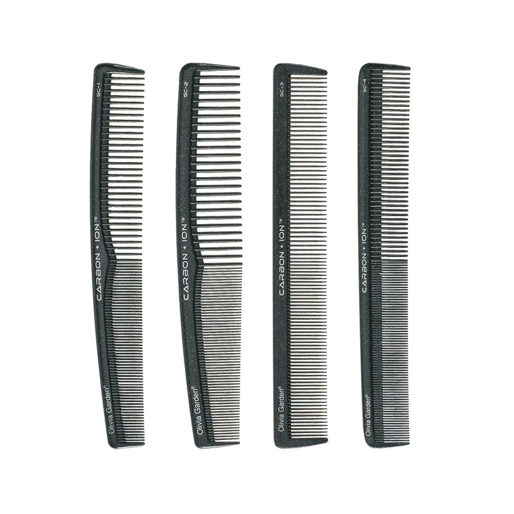 Olivia Garden Carbon + Ion SC Hair Comb Set with Pouch 4-Piece