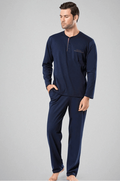 Pierre Cardin 5454 Men's Long Pajama Set in Navy