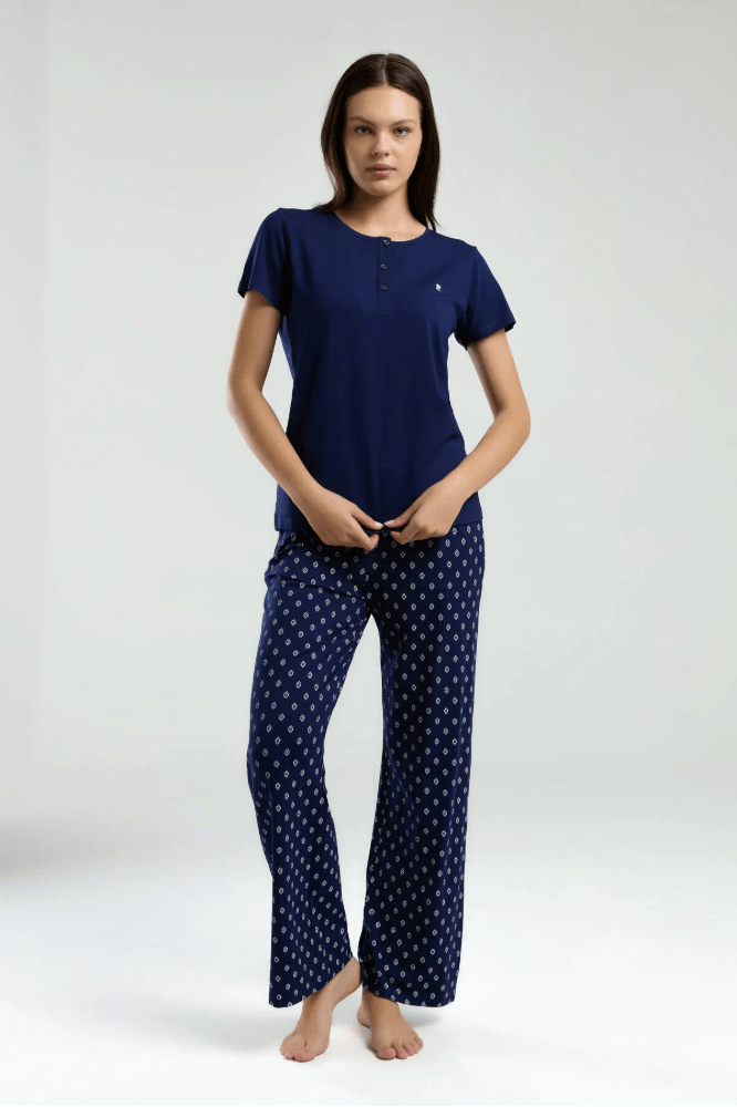 Pierre Cardin Plus Size Women's Pajama Set in Navy Blue