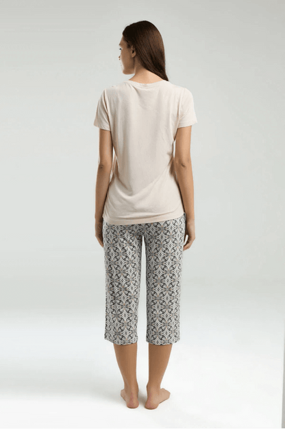 Pierre Cardin Women's Capri Pajama Set in Beige