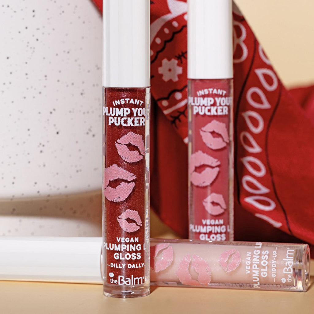 theBalm Instant Plump Your Pucker Lip Plumper Gloss: Get Fuller, Hydrated Lips with Organic Jojoba & Avocado Oil - Non-Sticky Formula, 5 Colors.