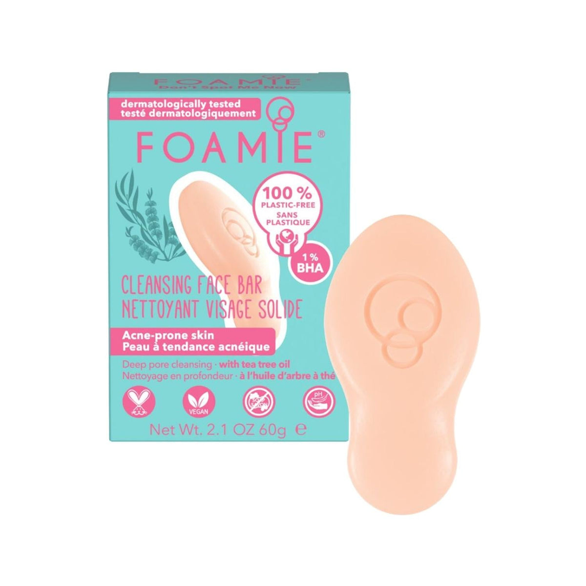Foamie Don't Spot Me Now Cleansing Face Bar - Gentle Facial Cleansing Soap for Sensitive Skin, 60g