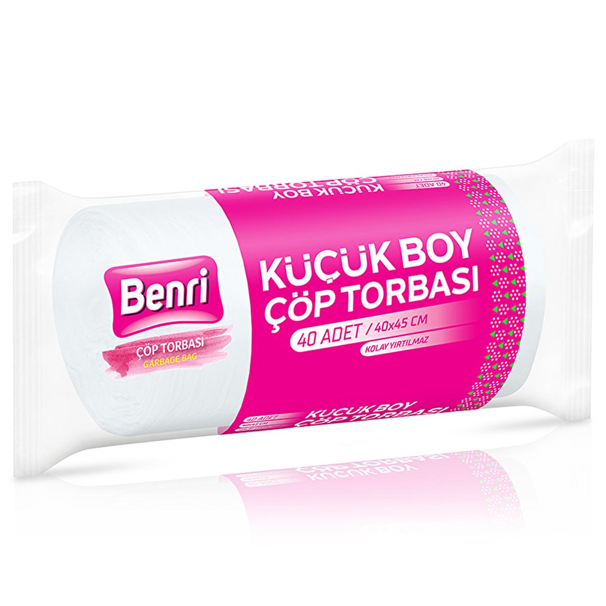 Benri Small Trash Bags - Pack of 40, Durable & Hygienic for Bathroom & Kitchen Use