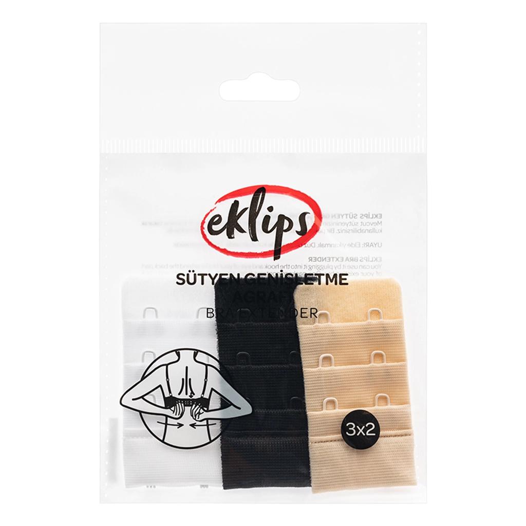 Eklips Bra Extender 3 x 2 Hooks Comfort Band 1-Pack