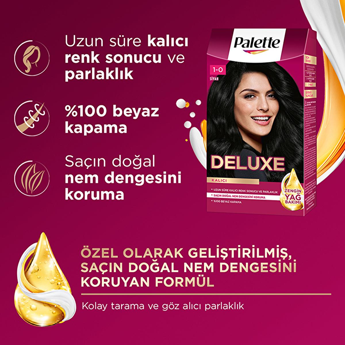 Palette Deluxe: Intense Black Hair Dye 1-0 - Long Lasting Color, Deep Conditioning with Micro Oils, At-Home Permanent Hair Coloring