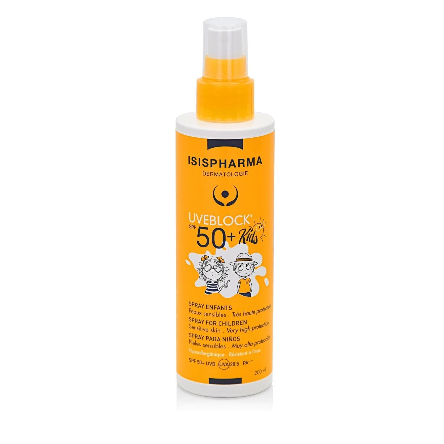 Isis Pharma Uveblock Kids SPF 50+ Sunscreen Spray for Children - Non-Greasy, Ultra-Lightweight Sun Protection