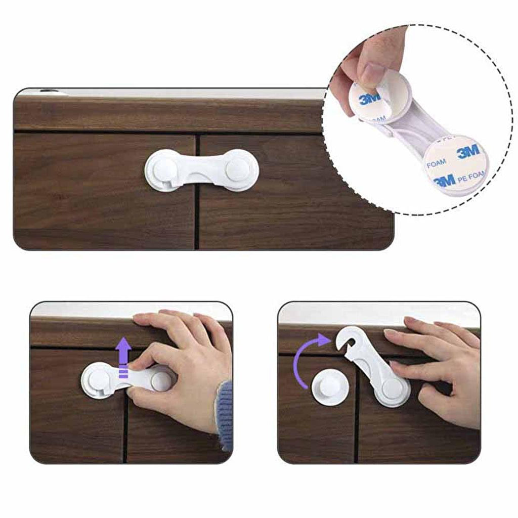 Miny Baby Cabinet Safety Lock - Child Safe Cabinet Locks with 3M Adhesive Tape, 2 Pack