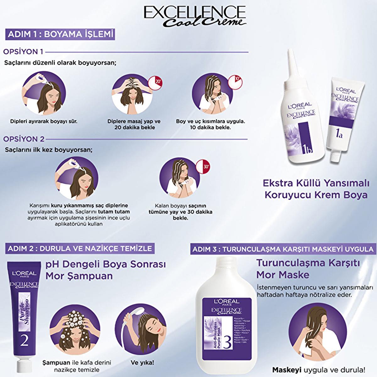 L'Oreal Paris Excellence Cool Creme 3.11: Cool Dark Brown Hair Dye, Anti-Brass, 100% Gray Coverage - At Home Hair Color