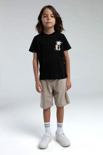Roly Poly Teen Boys Bermuda Shorts & Tee Set Black