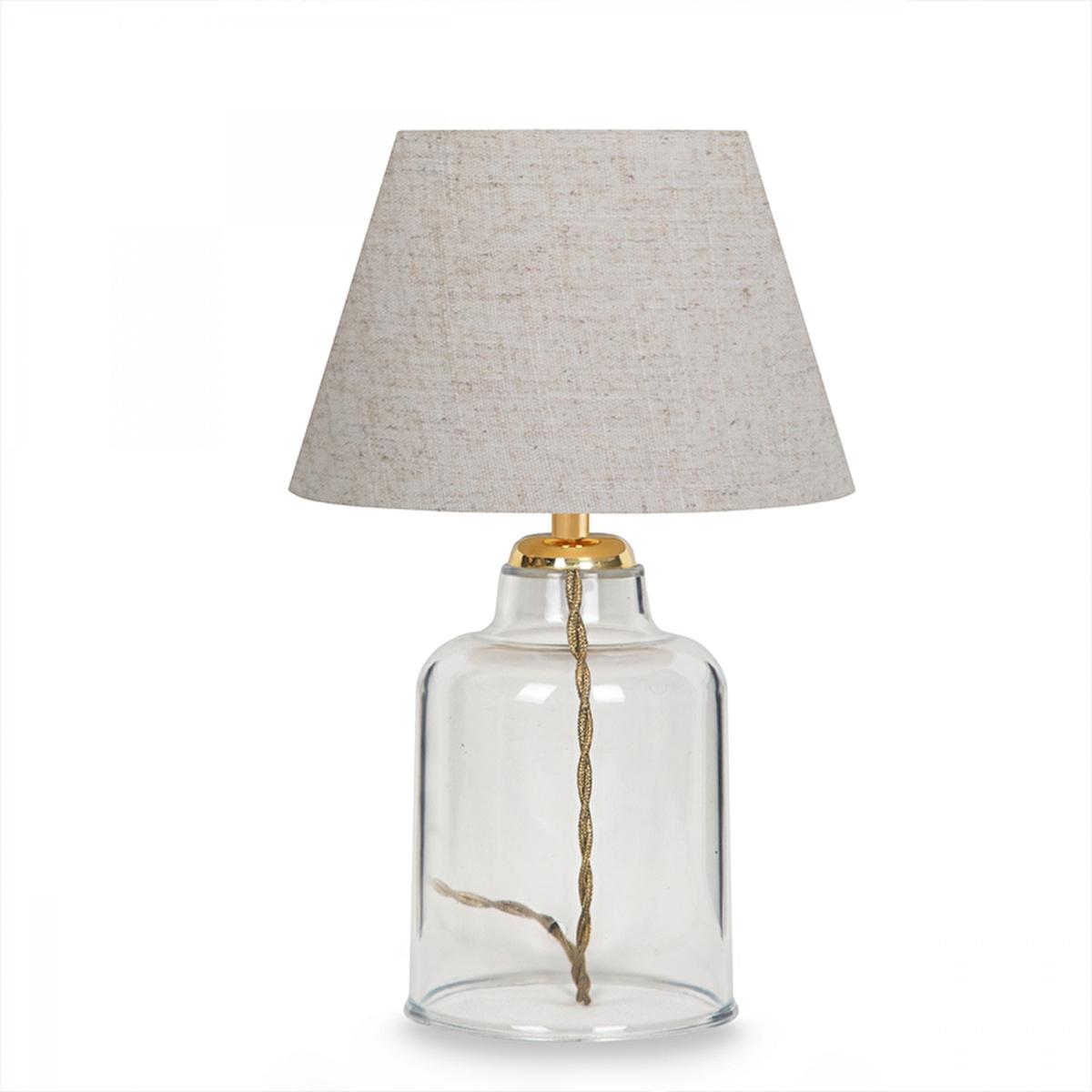 Homing Table Lamp with Crystal Plastic Body and Fabric Shade - Energy-Efficient LED Lighting Solution