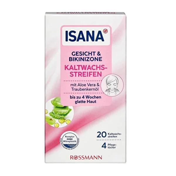 Isana Cold Wax Strips for Face and Bikini Area - Gentle Epilation for Sensitive Skin, 20 Strips