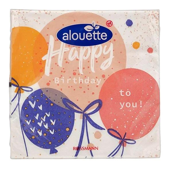 Alouette Happy Birthday Party Napkins - 20 Count, Disposable Serving Napkins for Birthday Celebrations