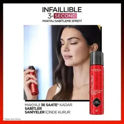Loreal Paris Infaillible Makeup Fixing Spray - 3-Second Setting, Long Lasting Makeup Solution
