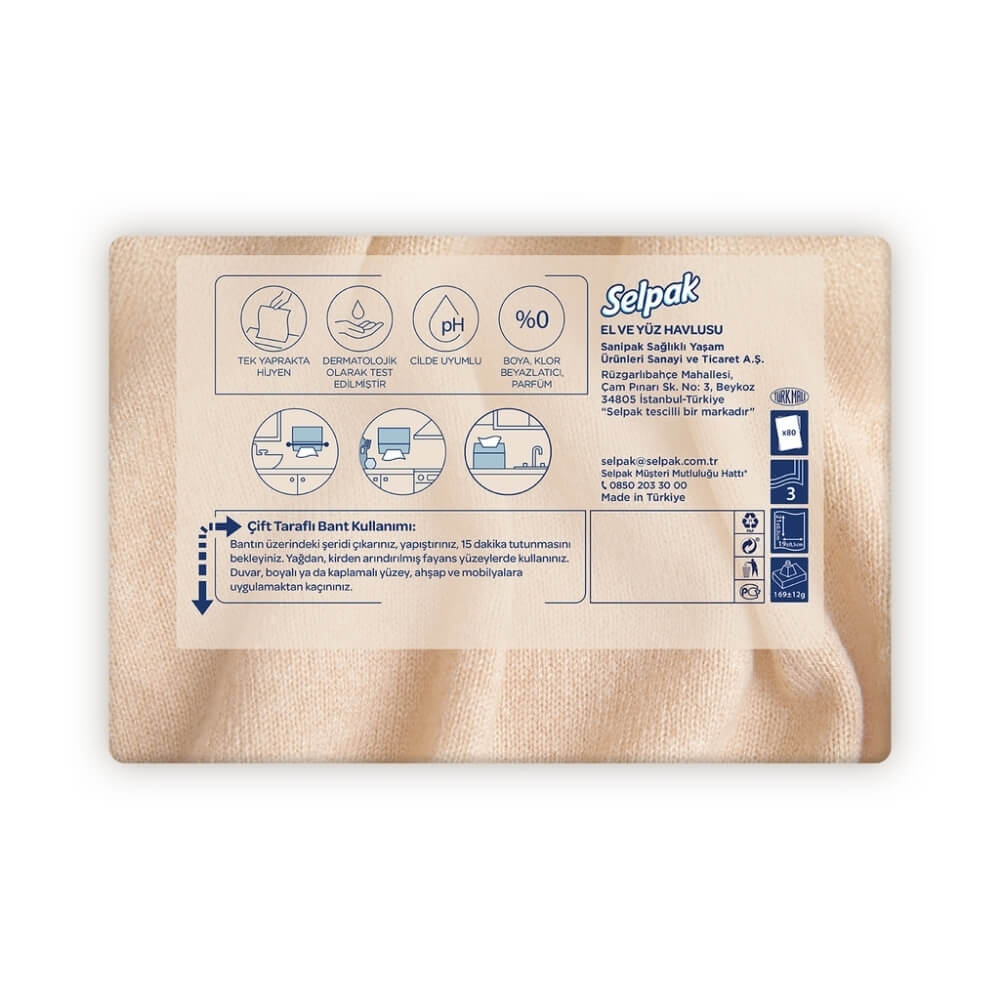 Selpak Cashmere Extract Hand & Face Towels 80 Count